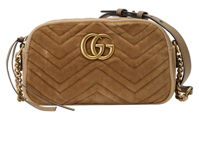 Small GG Marmont Crossbody, &pound;420, Handbags, Taupe, Velvet, Front view